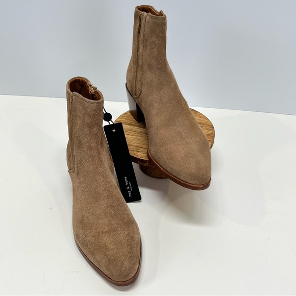 RAG & BONE ICONS Tan suede heeled ankle booties size 8.5 - Picture 3 of 10